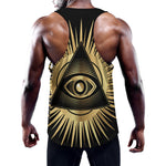 Black And Gold Eye of Providence Print Training Tank Top