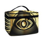 Black And Gold Eye of Providence Print Travel Makeup Bag