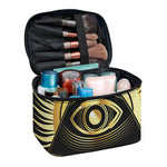 Black And Gold Eye of Providence Print Travel Makeup Bag