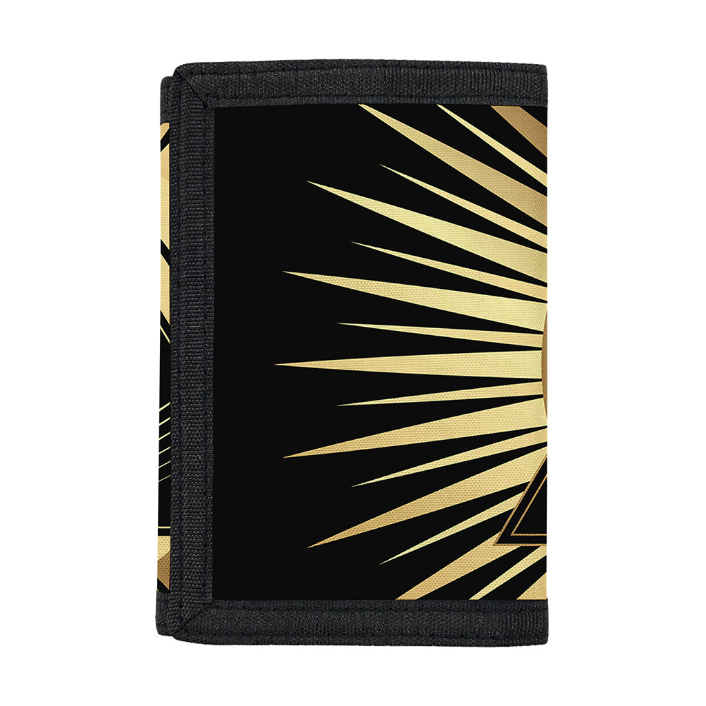 Black And Gold Eye of Providence Print Trifold Wallet