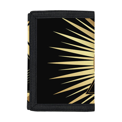 Black And Gold Eye of Providence Print Trifold Wallet