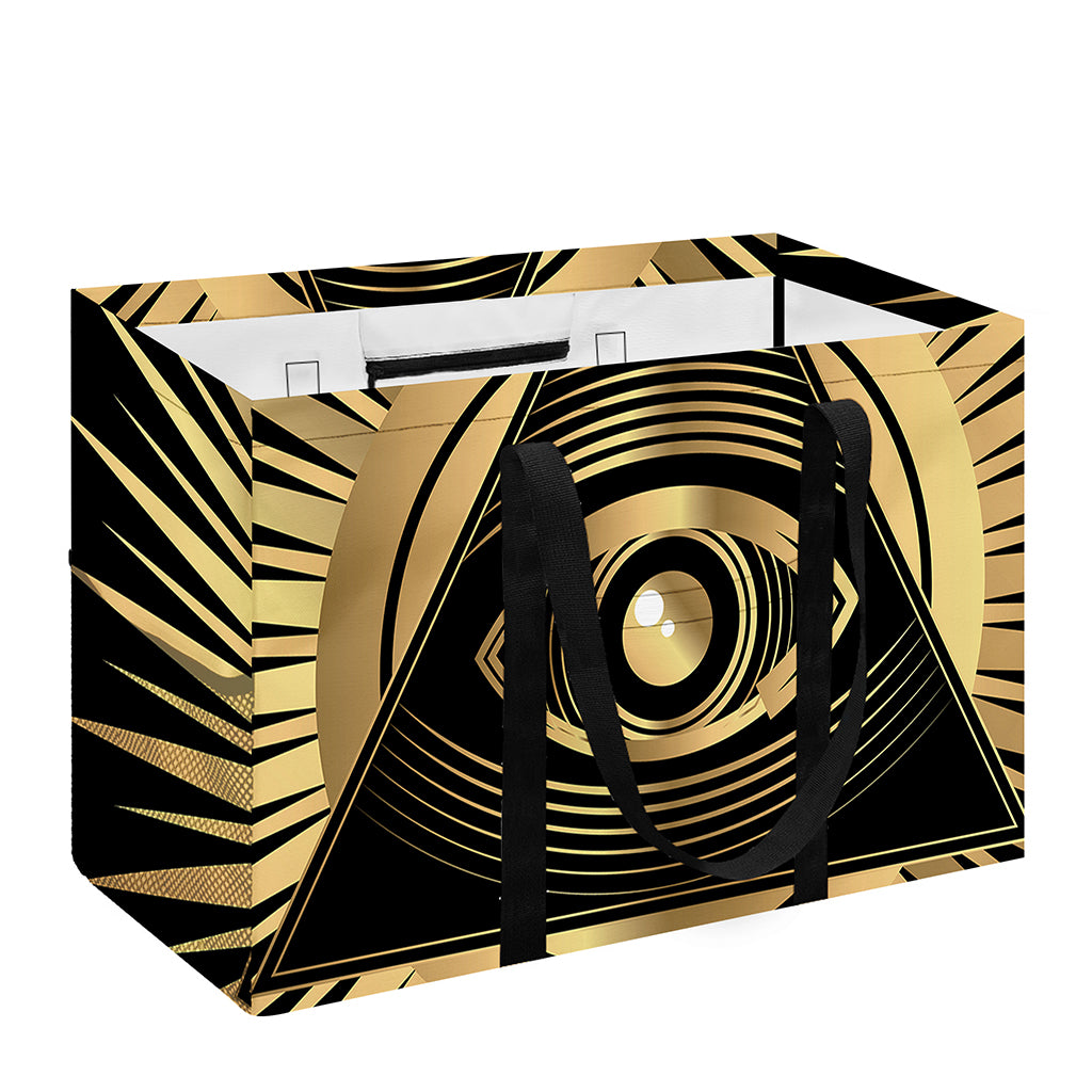 Black And Gold Eye of Providence Print Utility Tote Bag
