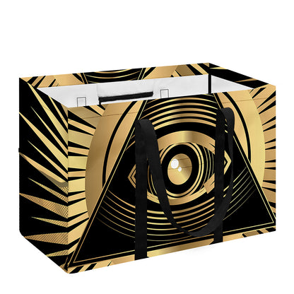 Black And Gold Eye of Providence Print Utility Tote Bag