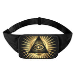 Black And Gold Eye of Providence Print Waist Bag
