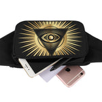 Black And Gold Eye of Providence Print Waist Bag