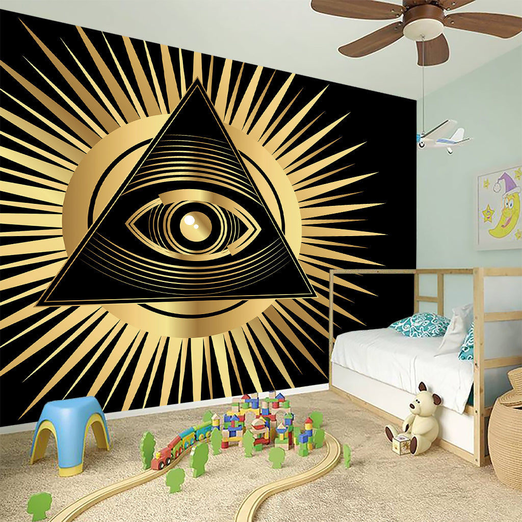 Black And Gold Eye of Providence Print Wall Sticker