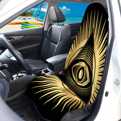 Black And Gold Eye of Providence Print Waterproof Car Seat Cover
