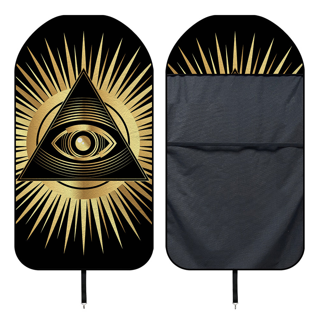 Black And Gold Eye of Providence Print Waterproof Car Seat Cover