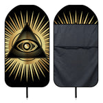 Black And Gold Eye of Providence Print Waterproof Car Seat Cover