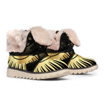 Black And Gold Eye of Providence Print Winter Boots