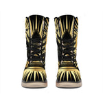 Black And Gold Eye of Providence Print Winter Boots