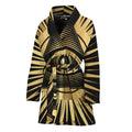 Black And Gold Eye of Providence Print Women's Bathrobe