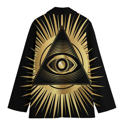 Black And Gold Eye of Providence Print Women's Blazer