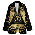 Black And Gold Eye of Providence Print Women's Cotton Blazer