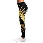 Black And Gold Eye of Providence Print Women's Leggings