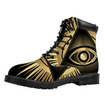Black And Gold Eye of Providence Print Work Boots