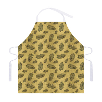 Black And Gold Feather Pattern Print Adjustable Apron