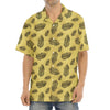 Black And Gold Feather Pattern Print Aloha Shirt