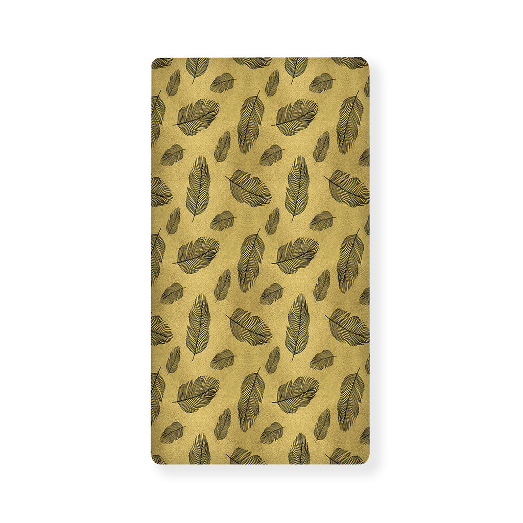 Black And Gold Feather Pattern Print Baby Crib Sheet