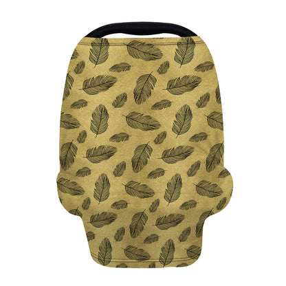 Black And Gold Feather Pattern Print Baby Seat Cover