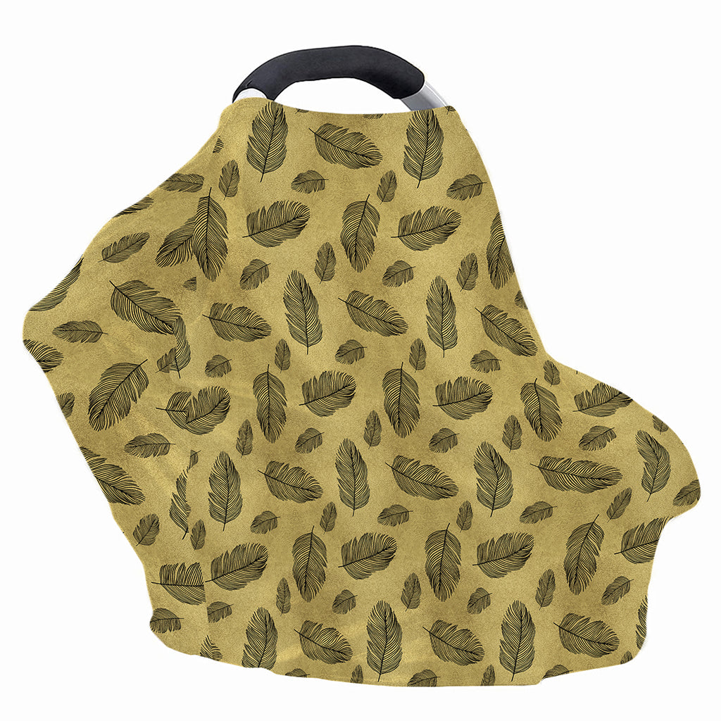 Black And Gold Feather Pattern Print Baby Seat Cover
