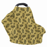 Black And Gold Feather Pattern Print Baby Seat Cover