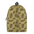 Black And Gold Feather Pattern Print School Backpack