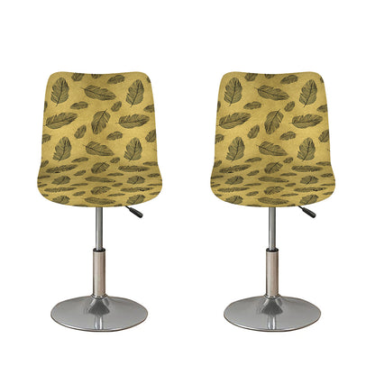 Black And Gold Feather Pattern Print Bar Stool Covers