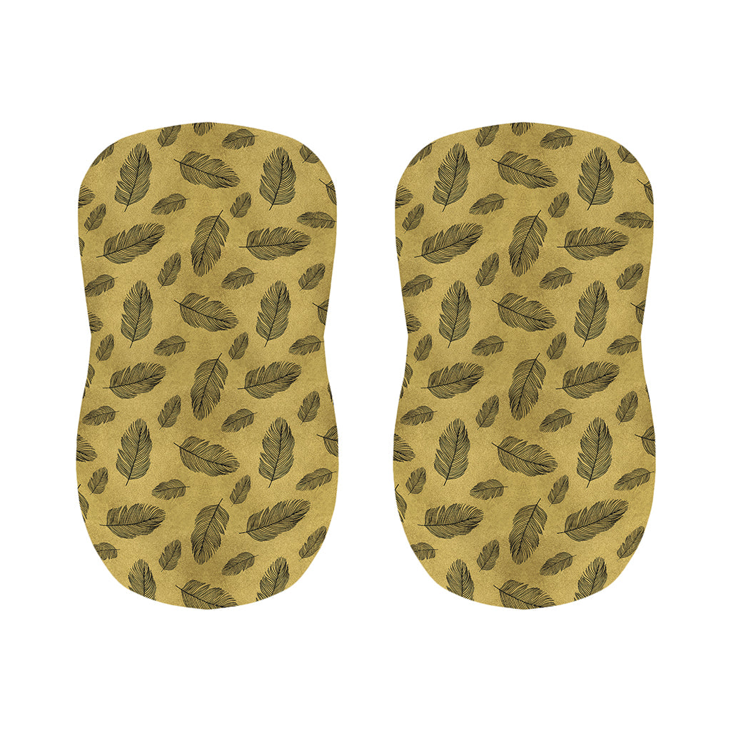 Black And Gold Feather Pattern Print Bar Stool Covers