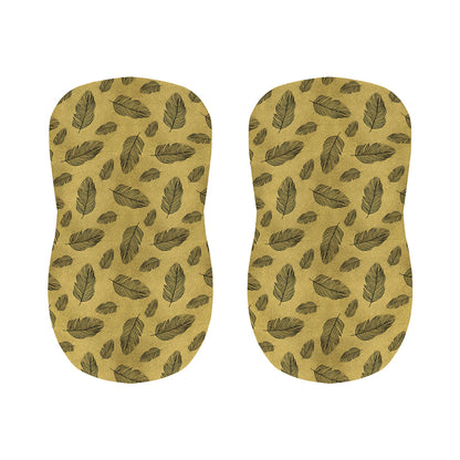 Black And Gold Feather Pattern Print Bar Stool Covers