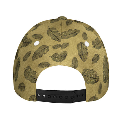 Black And Gold Feather Pattern Print Baseball Cap