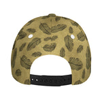 Black And Gold Feather Pattern Print Baseball Cap