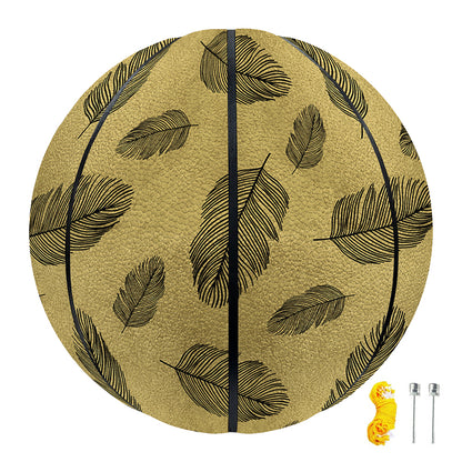 Black And Gold Feather Pattern Print Basketball