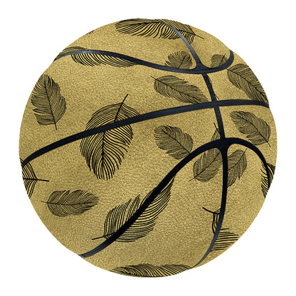 Black And Gold Feather Pattern Print Basketball