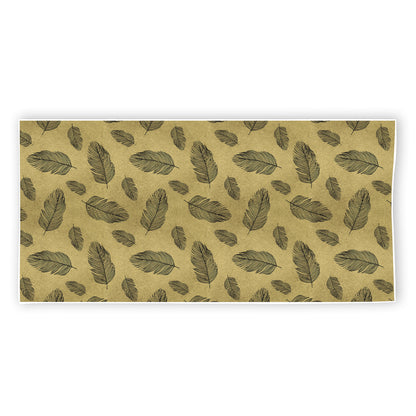 Black And Gold Feather Pattern Print Beach Towel