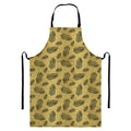 Black And Gold Feather Pattern Print Bib Apron With Pocket