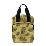 Black And Gold Feather Pattern Print Bible Tote Bag