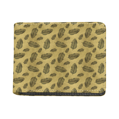 Black And Gold Feather Pattern Print Bifold Wallet