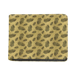 Black And Gold Feather Pattern Print Bifold Wallet