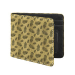 Black And Gold Feather Pattern Print Bifold Wallet