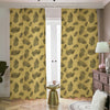 Black And Gold Feather Pattern Print Blackout Pencil Pleat Curtains