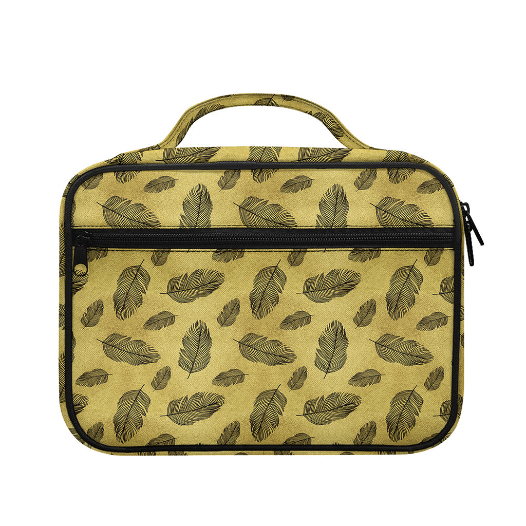 Black And Gold Feather Pattern Print Briefcase Bible Bag