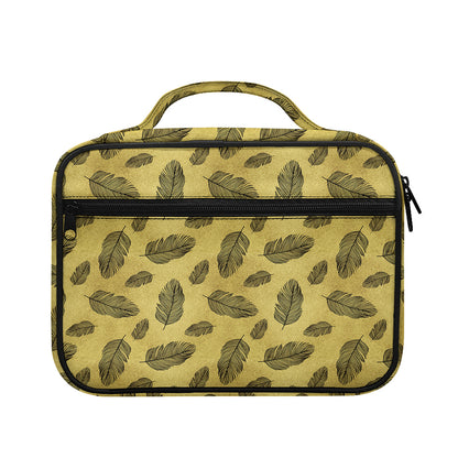 Black And Gold Feather Pattern Print Briefcase Bible Bag