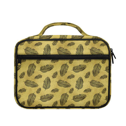 Black And Gold Feather Pattern Print Briefcase Bible Bag