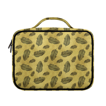 Black And Gold Feather Pattern Print Briefcase Bible Bag