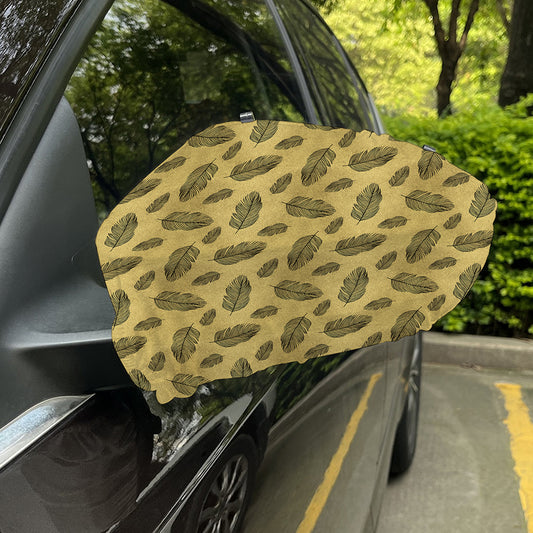 Black And Gold Feather Pattern Print Car Side Mirror Covers