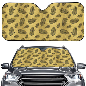 Black And Gold Feather Pattern Print Car Windshield Sun Shade