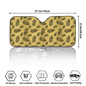 Black And Gold Feather Pattern Print Car Windshield Sun Shade