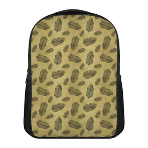 Black And Gold Feather Pattern Print Casual Backpack