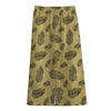 Black And Gold Feather Pattern Print Cotton Front Slit Maxi Skirt